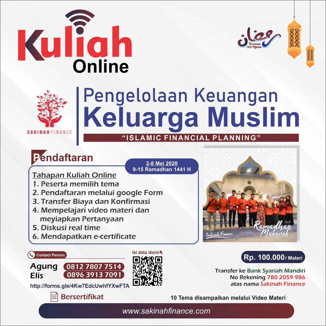 Telah Dibuka!!! Pendaftaran Kuliah Online “Pengelolaan Keuangan Keluarga Muslim” Bersama Sakinah Finance